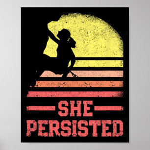 Affiche Grimpeuse féminine silhouette rétro elle