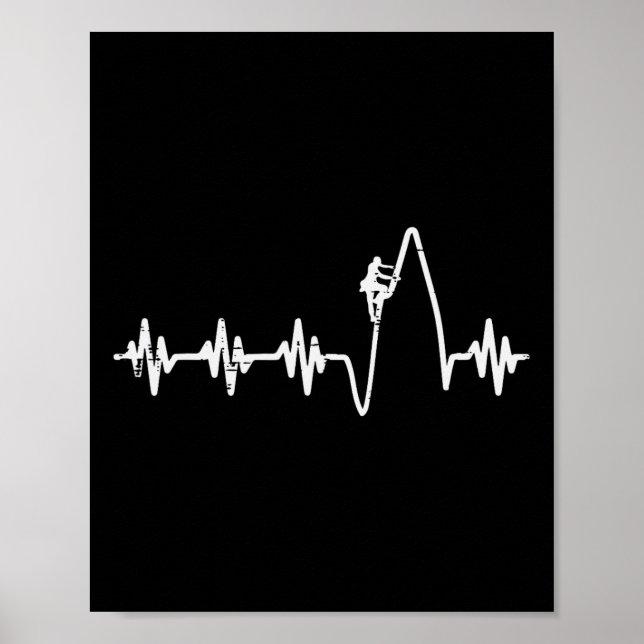 Affiche Grimpeuse Rythme Cardiaque Roche Grimpeur Montagne (Devant)