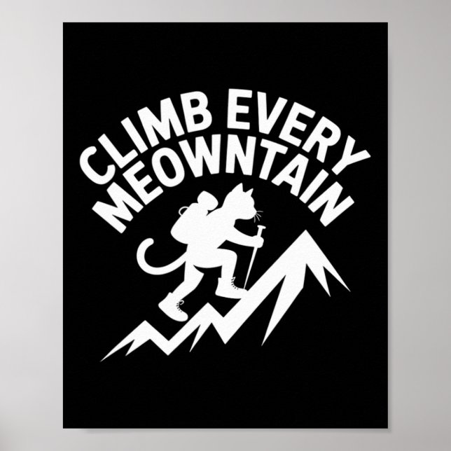 Affiche Grimpez Chaque Montagne de Randonnée Chat Amusemen (Devant)