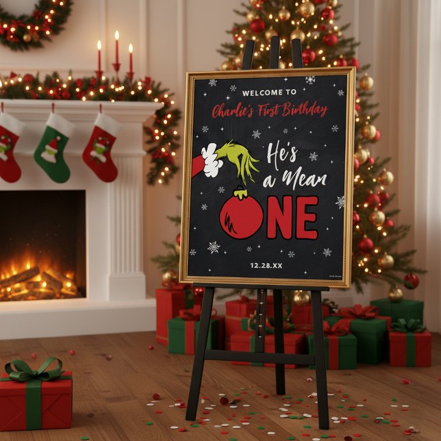 Affiche Grinch C'est un Mean un 1er anniversaire (Créateur téléchargé)