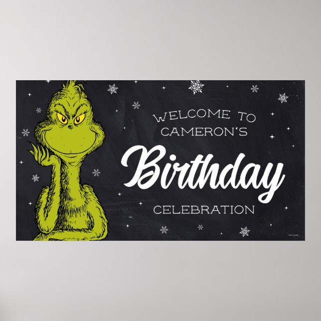 Affiche Grinch Chalkboard Anniversaire (Devant)