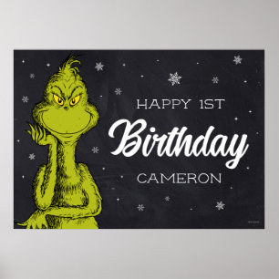 Affiche Grinch Chalkboard Anniversaire