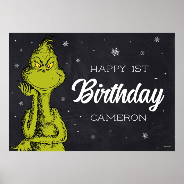 Affiche Grinch Chalkboard Anniversaire (Devant)