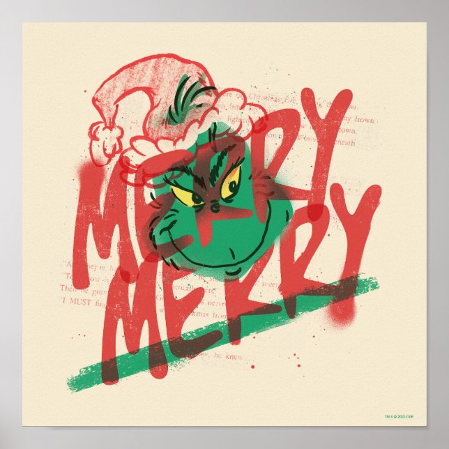 Affiche Grinch | Joyeux Grunge Graphique (Devant)