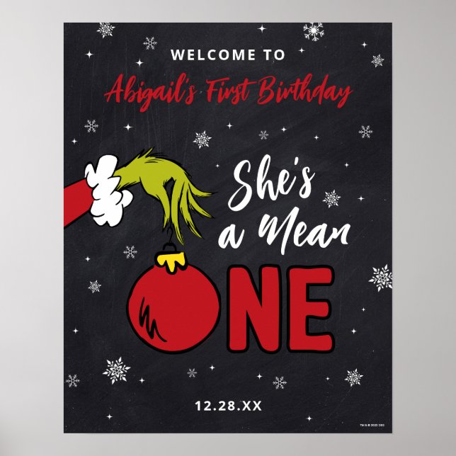 Affiche Grinch She's a Mean One 1st Birthday (Devant)