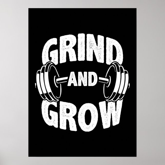 Affiche Grind and Grow - Gym Workout Motivation (Devant)
