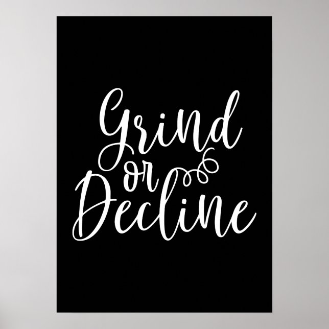 Affiche Grind or Decline - Hustle, Gym, Motivation du succ (Devant)