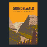 Affiche Grindelwald Suisse Travel Art Vintage<br><div class="desc">Grindelwald design de déplacement vectoriel rétro. Grindelwald,  un village des Alpes bernoises de Suisse,  est une porte d’entrée populaire pour la région de Jungfrau,  avec ski en hiver et randonnée en été.</div>