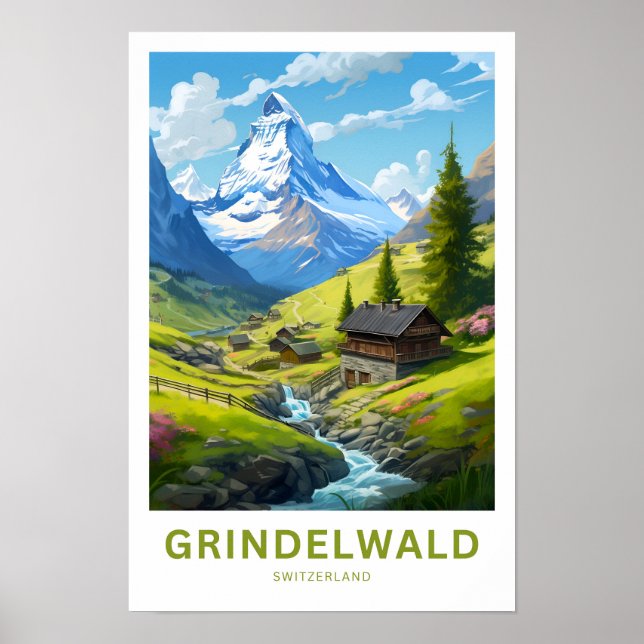 Affiche Grindelwald Suisse Travel Imprimer (Devant)