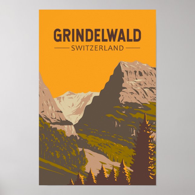 Affiche Grindelwald Suisse Voyage Art Rétro (Devant)