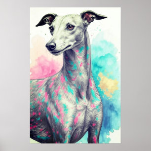 Affiche Gris Abstrait Dessin avec couleurs vives Personnal