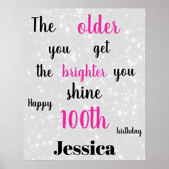 Affiche Gris argent et rose 100e anniversaire (Devant)