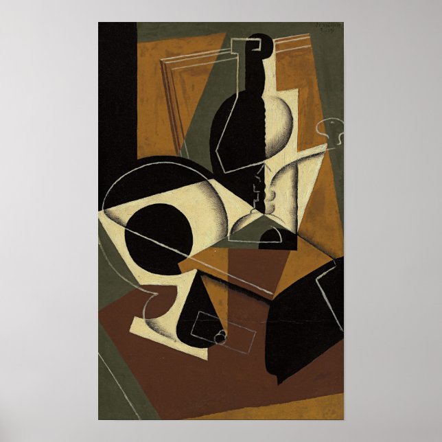 Affiche Gris - Café Et Bouteille (Devant)