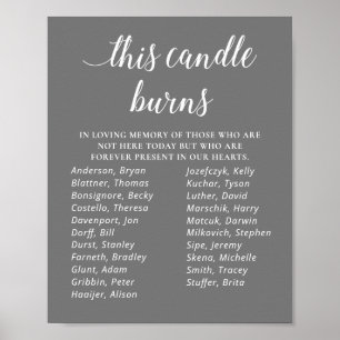 Affiche Gris Cette bougie brûle Mémorial de réunion de cla