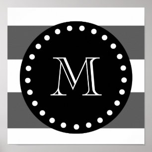 Affiche Gris de fusain Gris Gris Gris Motif, Monogra Noir