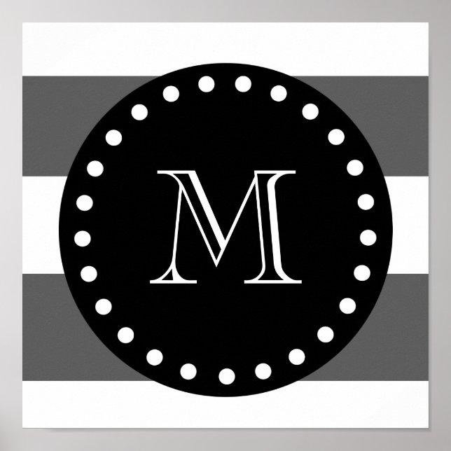 Affiche Gris de fusain Gris Gris Gris Motif, Monogra Noir (Devant)