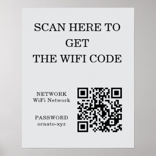 Affiche Gris de l'affiche de code QR WiFi - Recherche d'ac