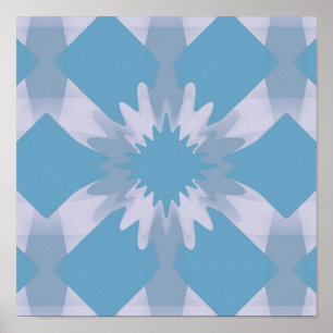 Affiche Gris et bleu Mid Century Floral moderne
