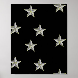 Affiche Gris étoiles motif sur noir