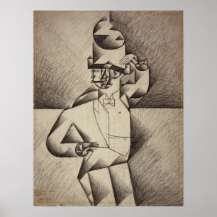 Affiche Gris - Étude pour l'homme dans un café