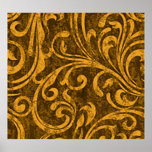 Affiche Gris floral, texture transparente haute résolution