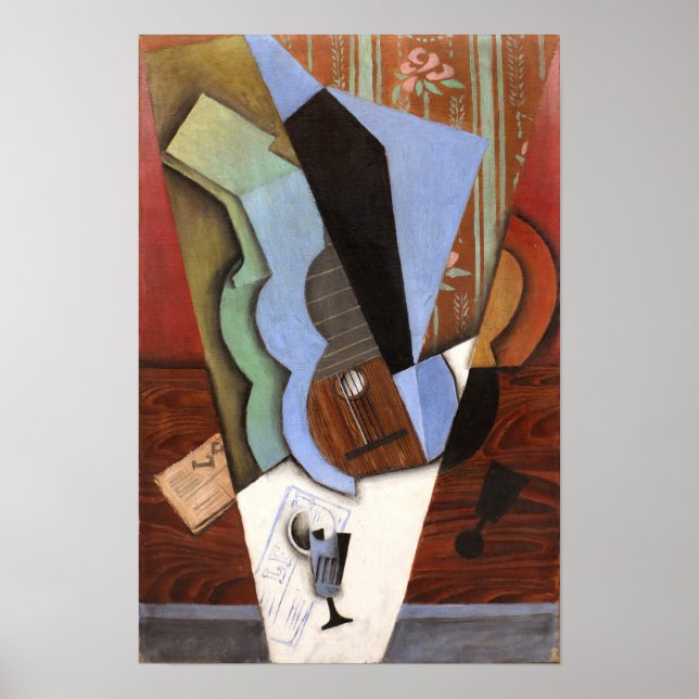 Affiche Gris - Guitare Et Verre (Devant)