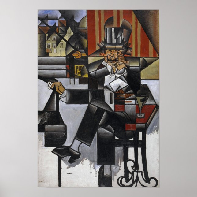 Affiche Gris - Homme Dans Un Café (Devant)