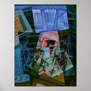 Affiche Gris - Nature morte devant une fenêtre ouverte