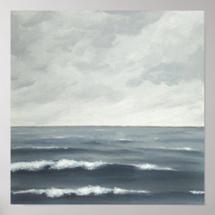 Affiche Gris Ocean Waves Fine Art Print