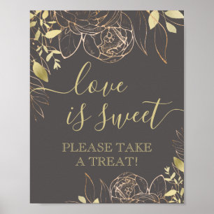 Affiche Gris & Or Moderne Floral Sweet Favoriser Table