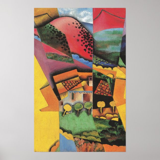 Affiche Gris - Paysage À Ceret 1913 (Devant)