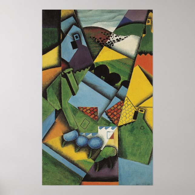 Affiche Gris - Paysage Et Maisons À Ceret (Devant)