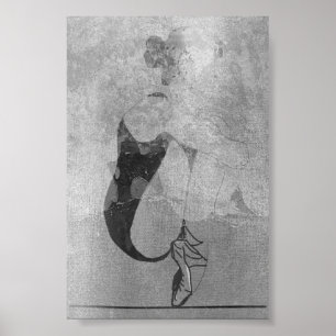 Affiche Gris rouge de noir d'argent de corps de femme de
