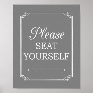 Affiche Gris S'Il Vous Plaît S'Asseoir Drôle Salle De Bain
