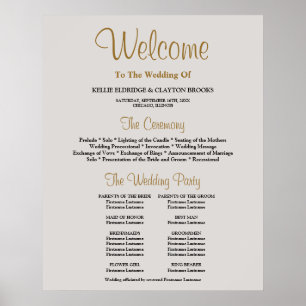 Affiche Gris Simple Mariage Cérémonie Programme Signe