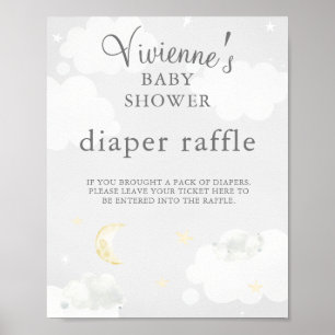 Affiche Gris Twinkle Star Baby shower Déchets Raffle