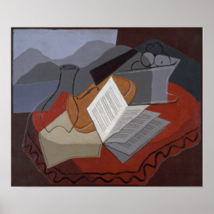 Affiche Gris - Violon Avant Une Fenêtre Ouverte 1926