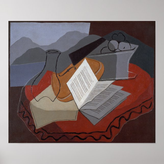 Affiche Gris - Violon devant une fenêtre ouverte 1926 (Devant)