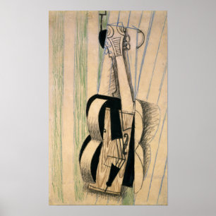 Affiche Gris - Violon Suspendu À Un Mur