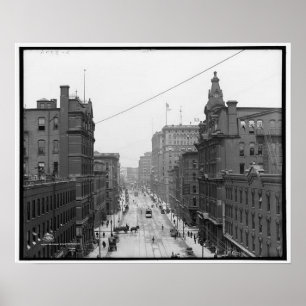 Affiche Griswold Street, Detroit Michigan vers 1906