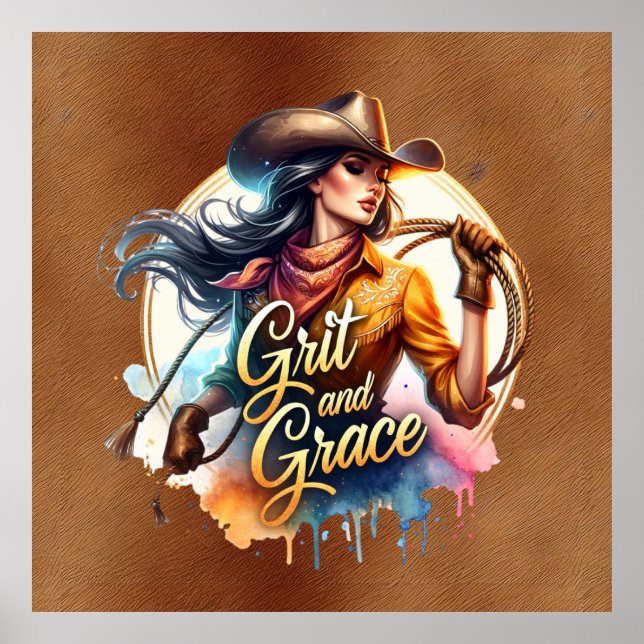 Affiche Grit de cowgirl occidentale (Devant)