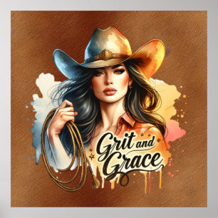 Affiche Grit de cowgirl occidentale