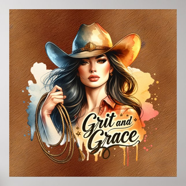 Affiche Grit de cowgirl occidentale (Devant)
