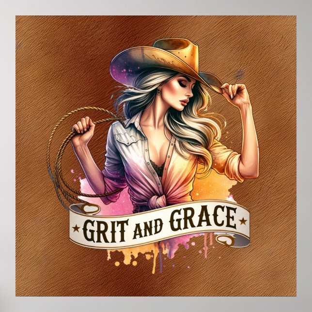 Affiche Grit de cowgirl occidentale (Devant)
