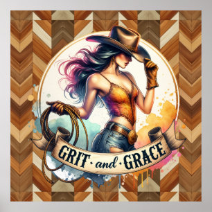 Affiche Grit de cowgirl occidentale