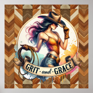 Affiche Grit de cowgirl occidentale