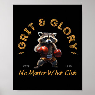 Affiche Grit Glory Boxe Raccoon - No What Club Sticker