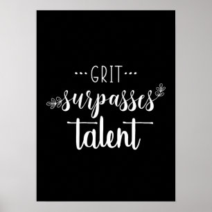 Affiche Grit vs Talent - Succès immense Gym Motivation