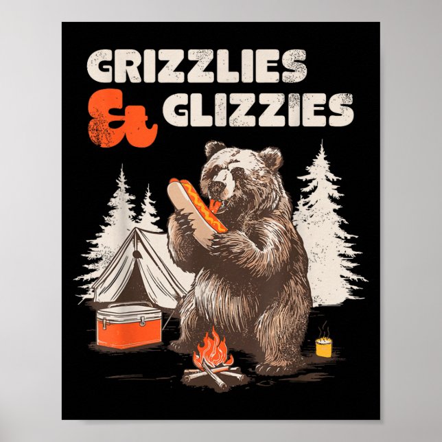 Affiche Grizzlies &amp; Glizzies Eating Hotdog Meme Funny  (Devant)