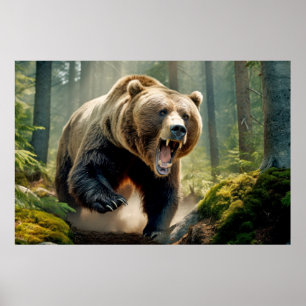 Affiche Grizzly Oear Animal Nature Majestic Wild
